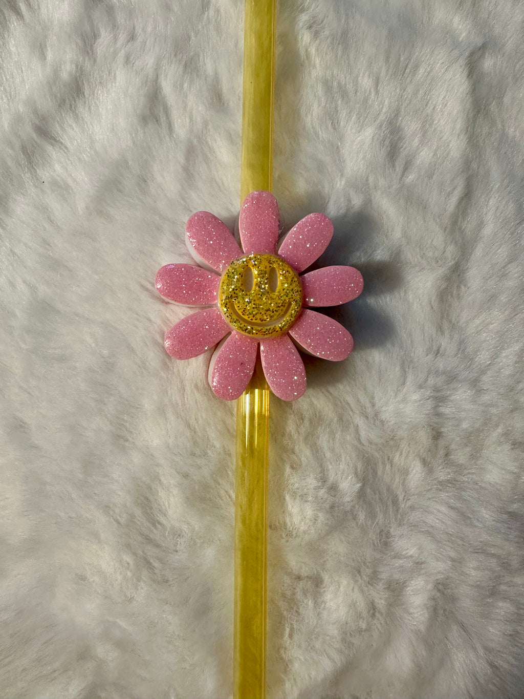 Daisy Happy Face Straw Topper