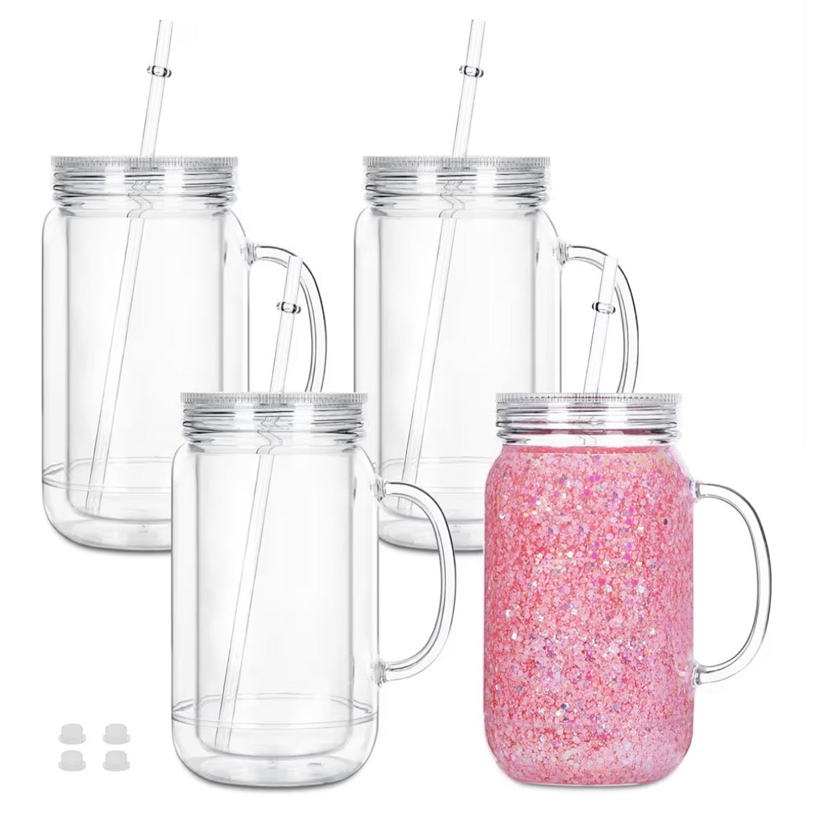 24oz Mason Jar Snow Globe Acrylic (Customizable)