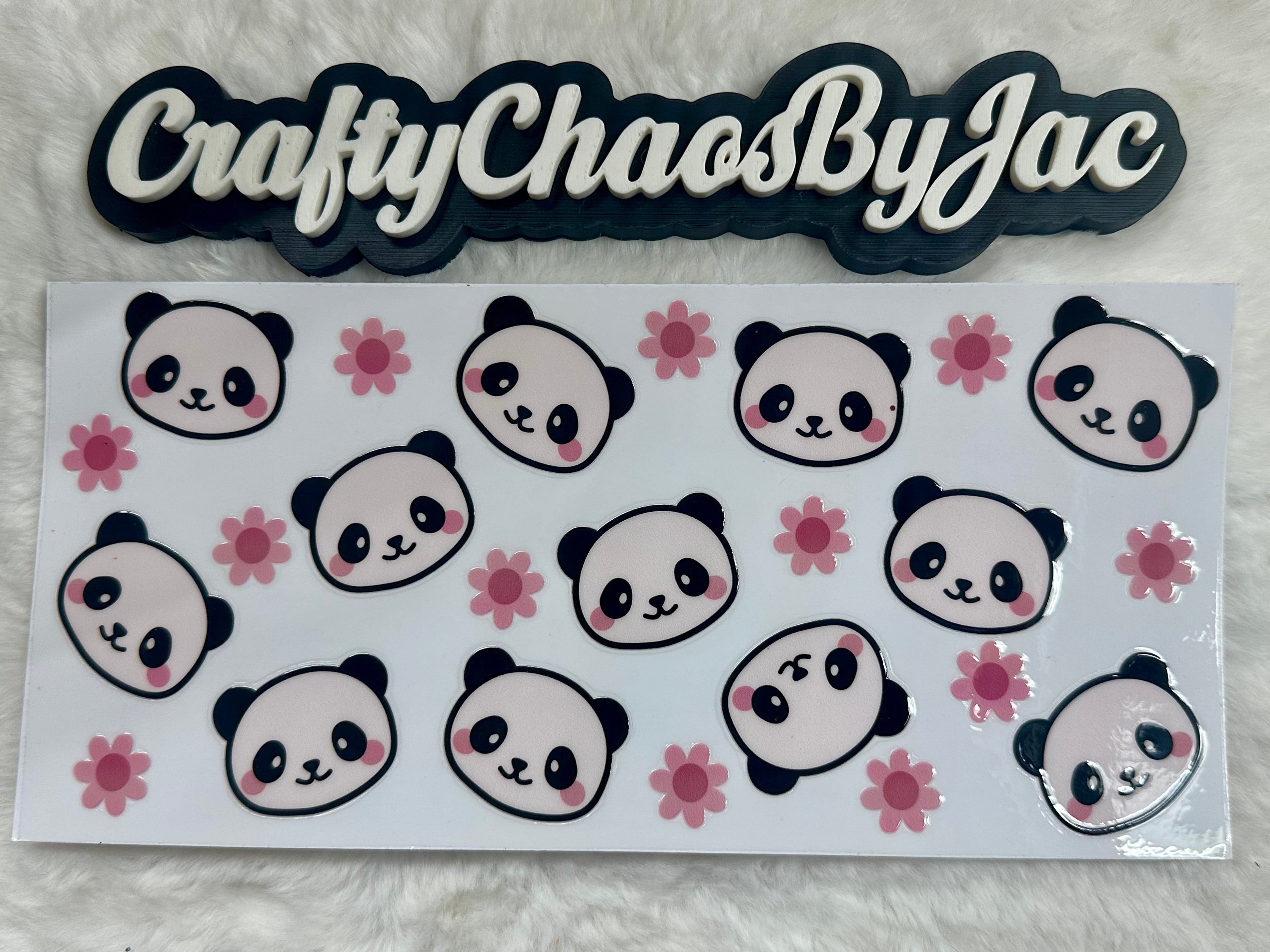 Panda Head with Flowers