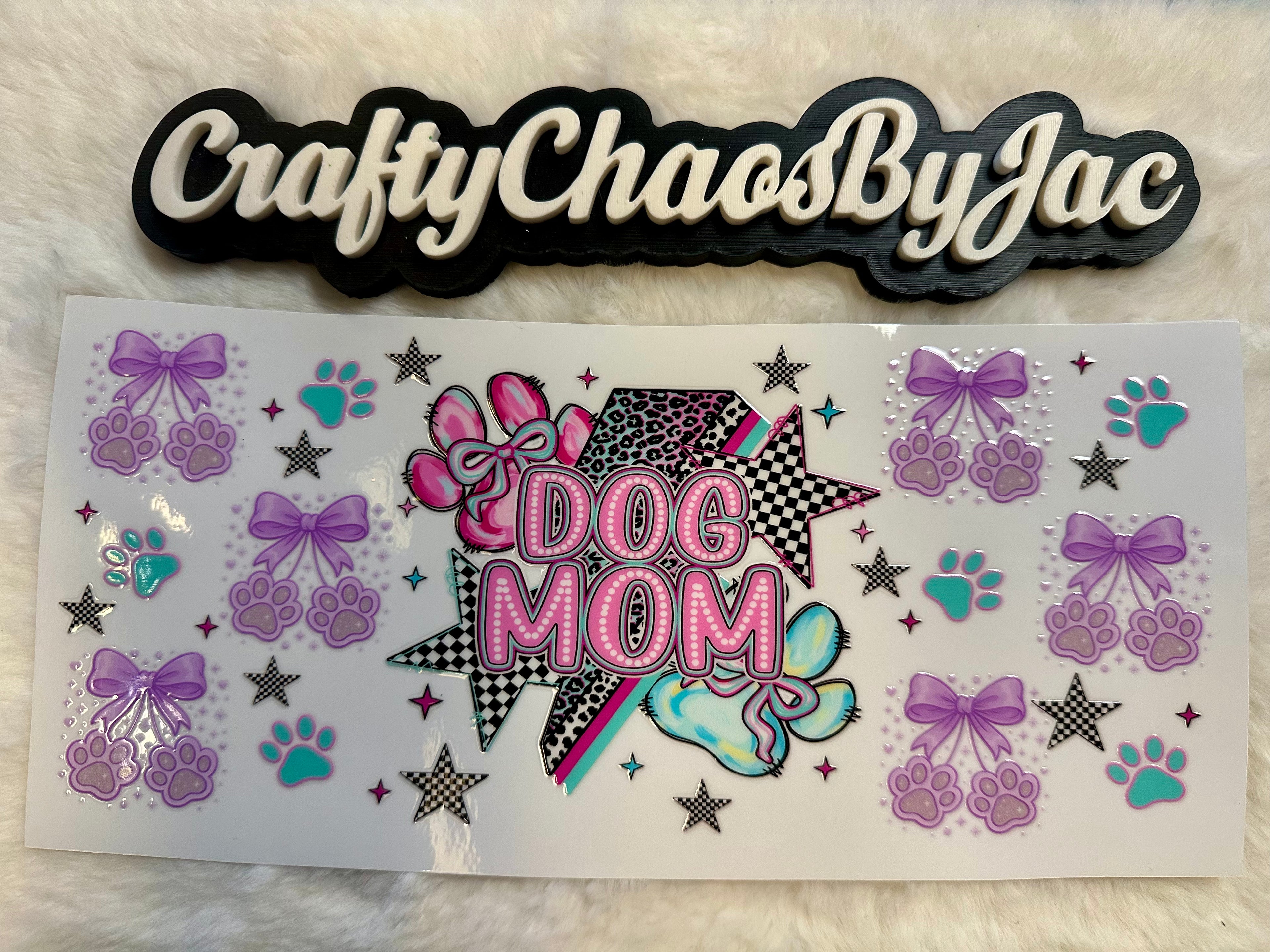 Dog Mom- Lightening Bolt & Cherry Paws